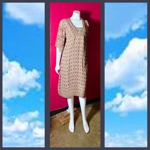 Cottagecore boho Nikita dress w elbow length sleeves & light green lining (M)